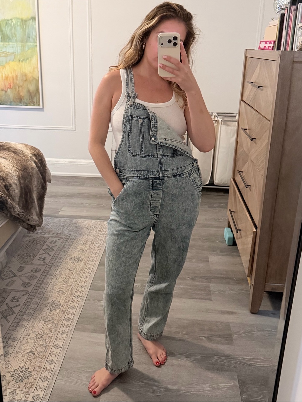 We the Free Acid-Wash Denim Overalls